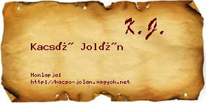 Kacsó Jolán névjegykártya