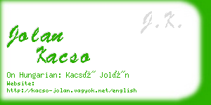 jolan kacso business card